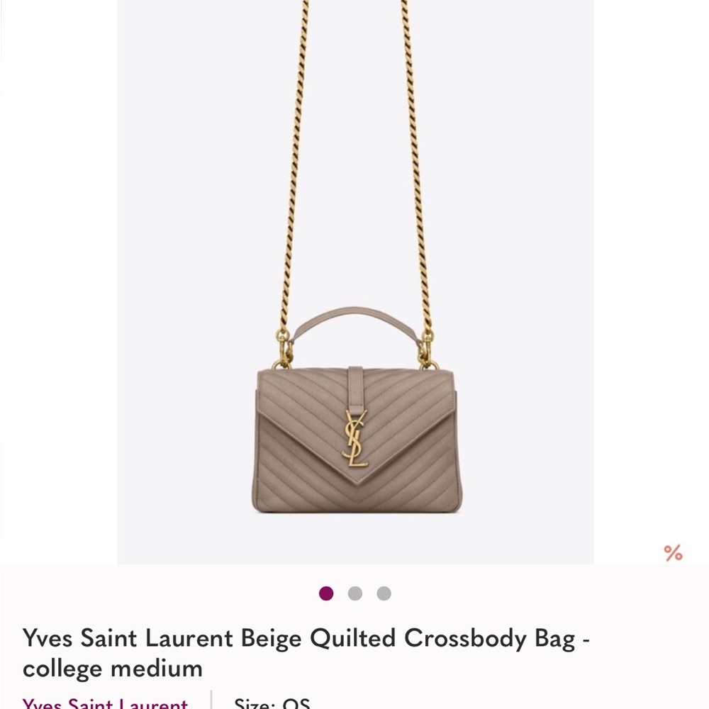 Yves Saint Laurent Taupe Quilted Crossbody with Gold Hardware